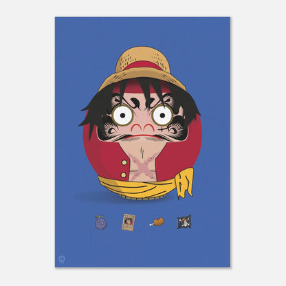 Luffy Daruma poster 70x100cm extra large Japanese illustration of Straw Hat character from One Piece anime, OTSUKATSU artwork