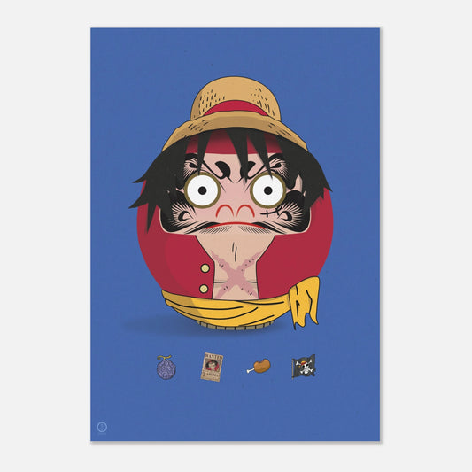 Poster Luffy Daruma 70x100cm illustration japonaise extra large du personnage Chapeau de Paille de l'anime One Piece, œuvre de OTSUKATSU